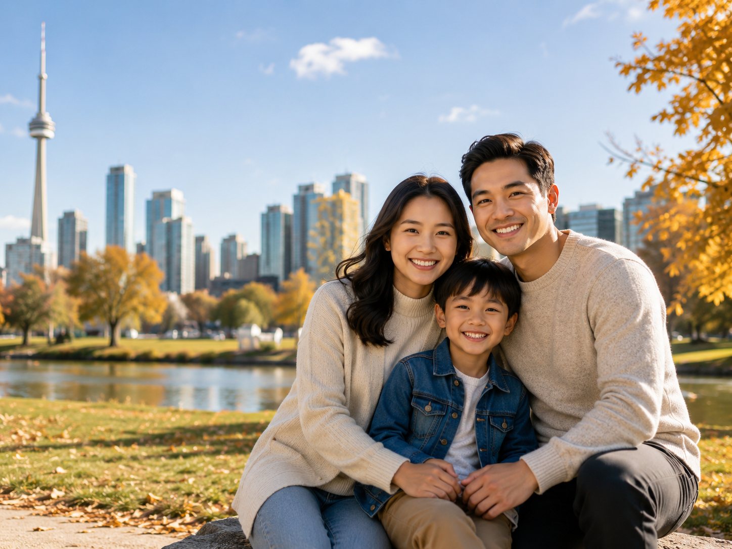 Filipino family celebrating their move to Canada with Lifeline Immigration