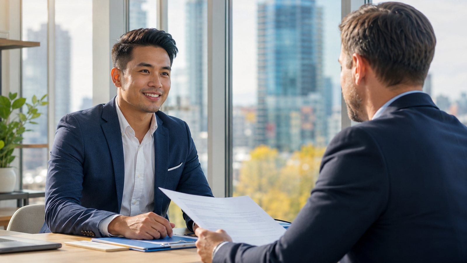 Immigration consultant discussing LMIA and work permit options with a client in Canada
