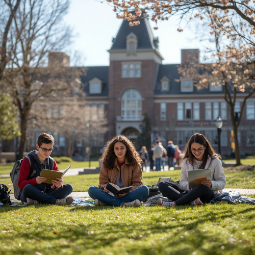 International students studying on campus in Canada for study permit pathway