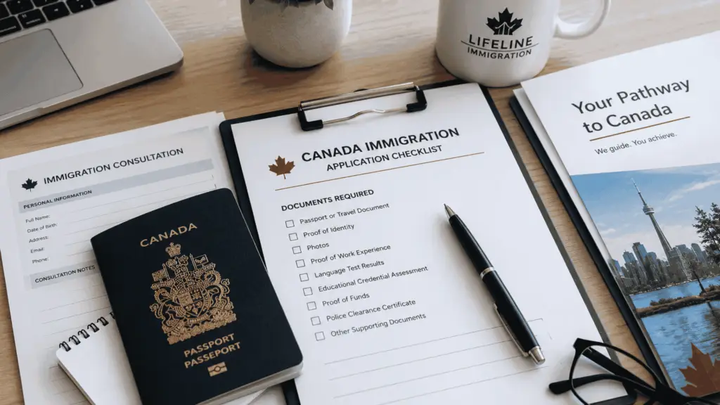 Canada immigration application checklist with required documents and passport