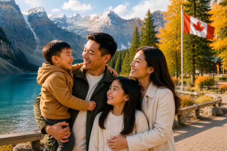 Family enjoying life together in Canada through family sponsorship immigration pathways