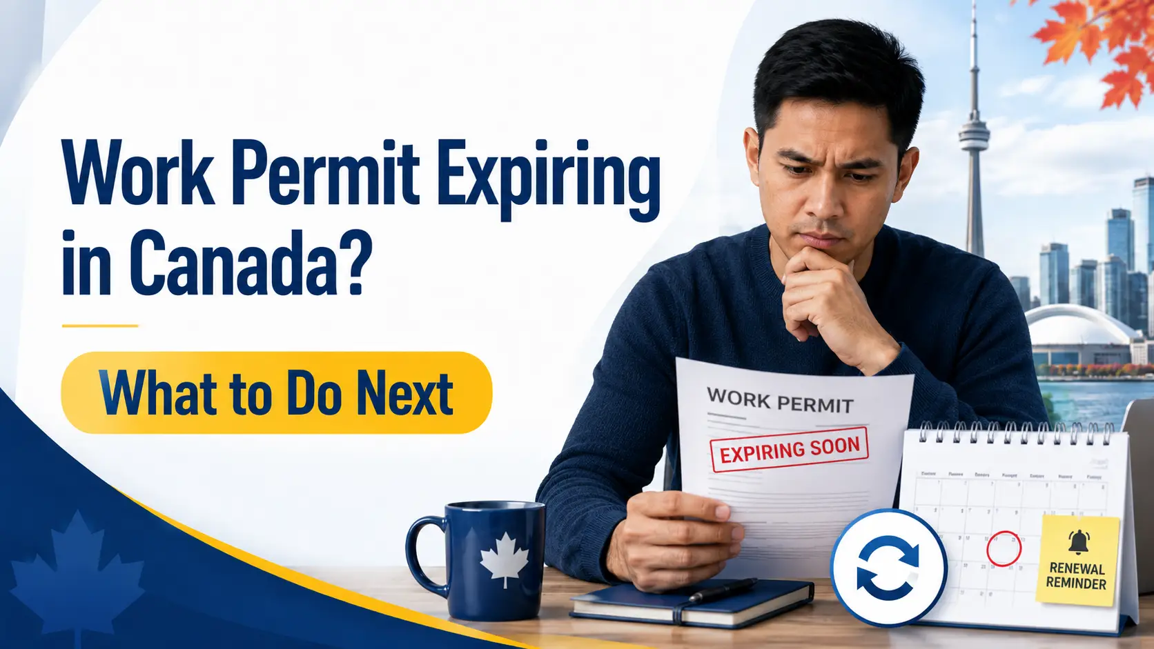 Work permit expiring in Canada? Temporary foreign worker reviewing options to extend status, restore status, or remain legally in Canada.